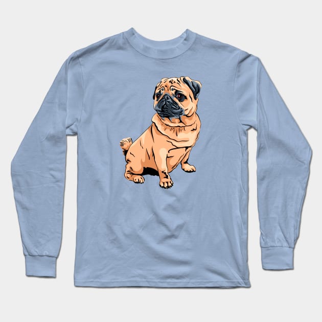Fawn pug Dog Long Sleeve T-Shirt by kavalenkava